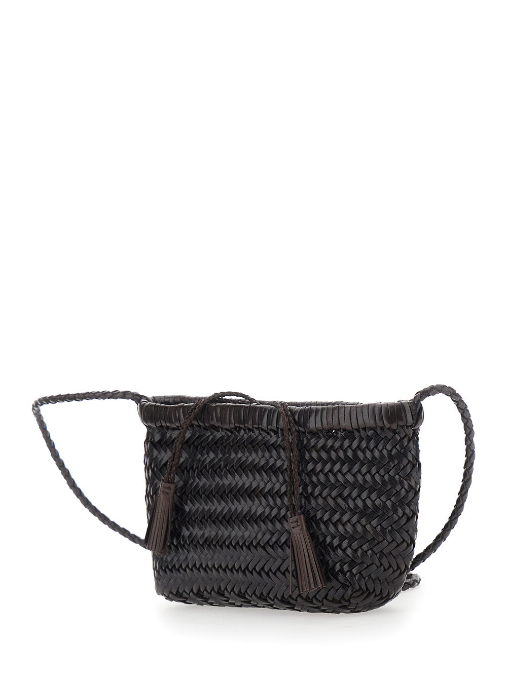 Dragon Diffusion Women 'Minsu' Brown Crossbody Bag With Strap And Woven Motif In Leather For Women DRAGON DIFFUSION