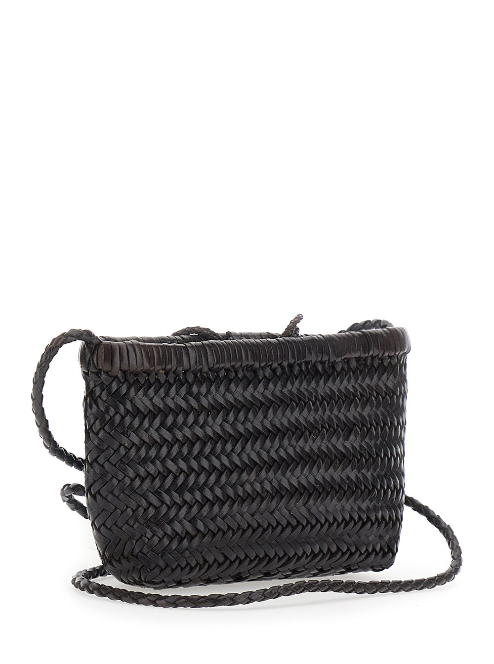 Dragon Diffusion Women 'Minsu' Brown Crossbody Bag With Strap And Woven Motif In Leather For Women DRAGON DIFFUSION