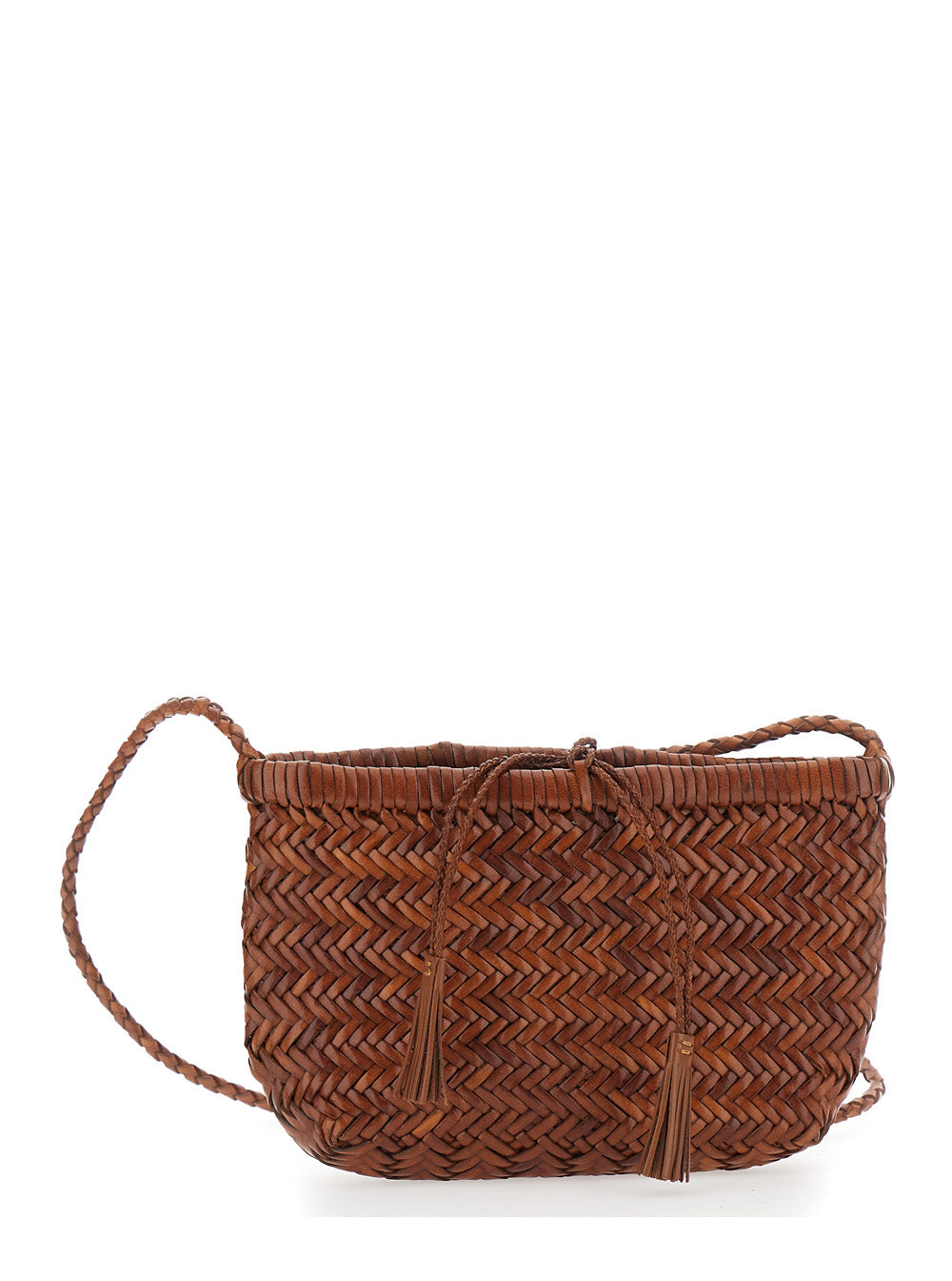 Dragon Diffusion Women 'Minsu' Black Crossbody Bag With Strap And Woven Motif In Leather For Women DRAGON DIFFUSION