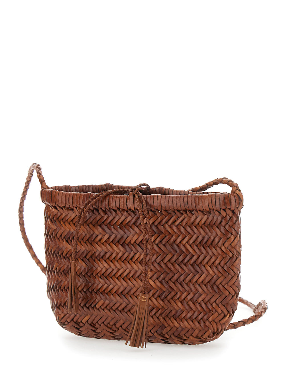 Dragon Diffusion Women 'Minsu' Black Crossbody Bag With Strap And Woven Motif In Leather For Women DRAGON DIFFUSION