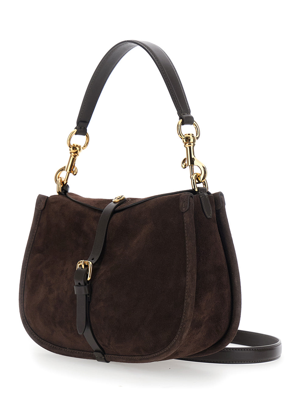 Etro Women 'Pony' Brown Medium Shoulder Bag With Interchangeable Strap And Handle In Suede For Women ETRO