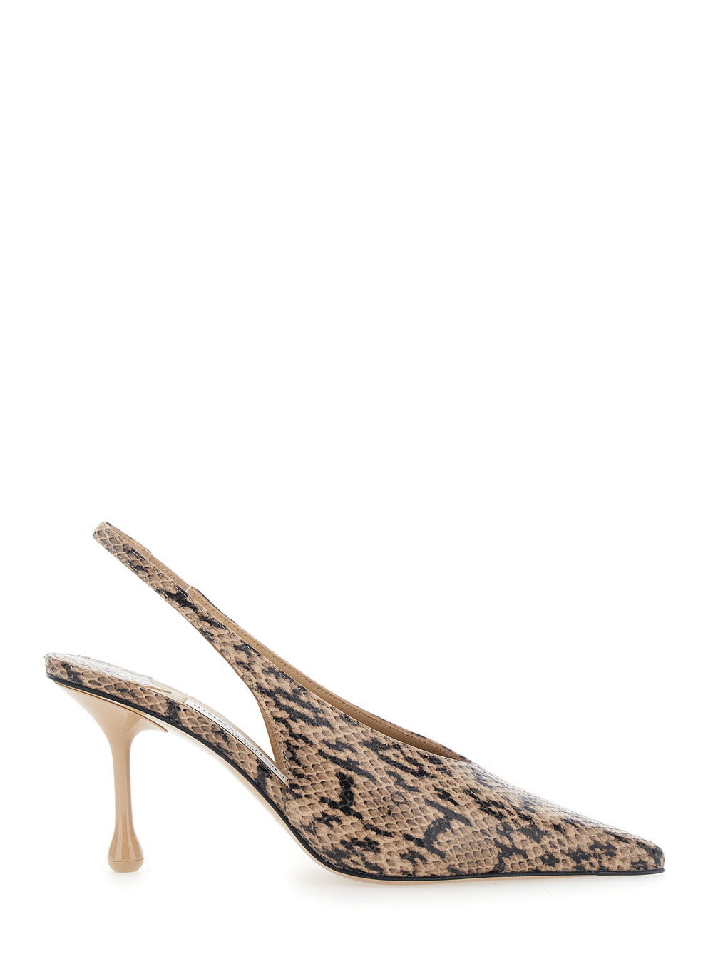 Jimmy Choo Women 'Isa' Beige Beige Slingback Pumps With Snakeskin Print Effect In Leather For Women JIMMY CHOO