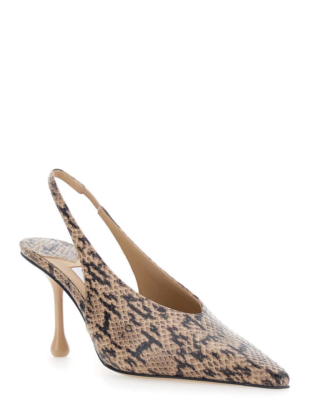 Jimmy Choo Women 'Isa' Beige Beige Slingback Pumps With Snakeskin Print Effect In Leather For Women JIMMY CHOO