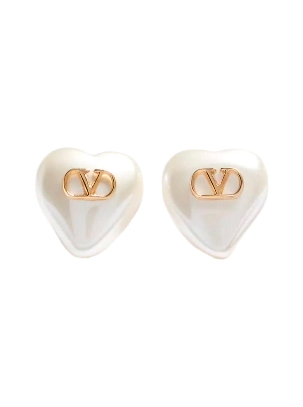 Valentino Garavani Women Metallic Color Earrings With Pearl And Vlogo Plaque On The Front In Metal For Women VALENTINO GARAVANI