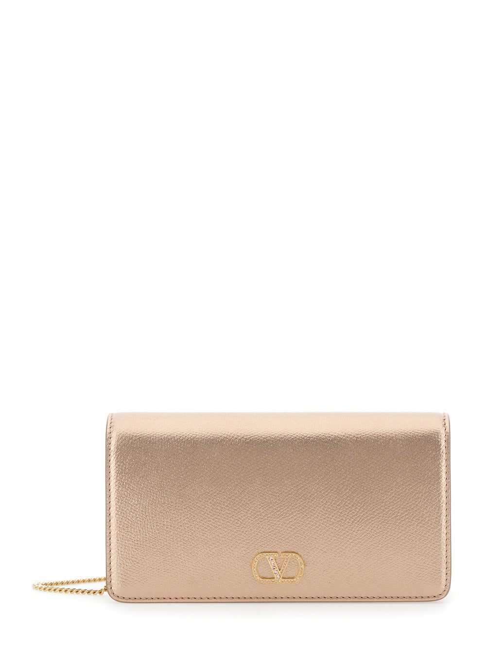 Valentino Garavani Women Metallic Mini Bag With Vlogo Plaque On The Front And All-Over Rhinestones In Leather For Women VALENTINO GARAVANI