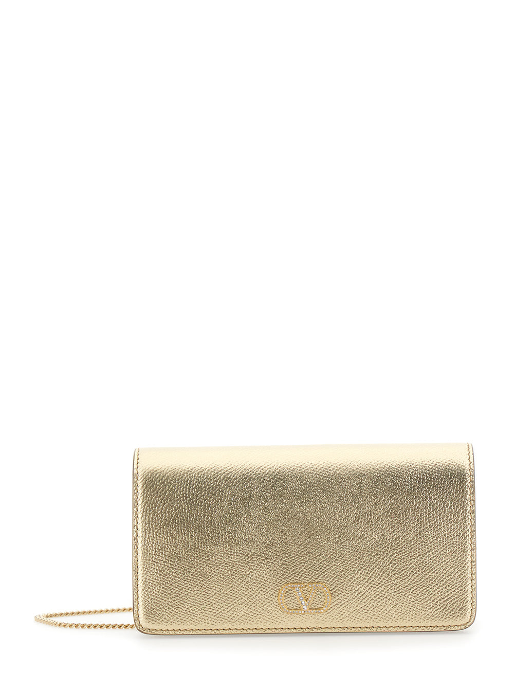 Valentino Garavani Women Metallic Mini Bag With Vlogo Plaque On The Front And All-Over Rhinestones In Leather For Women VALENTINO GARAVANI