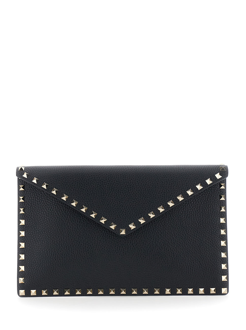 Valentino Garavani Women Black Clutch With Envelope Design And Rockstud Decoration In Leather For Women VALENTINO GARAVANI