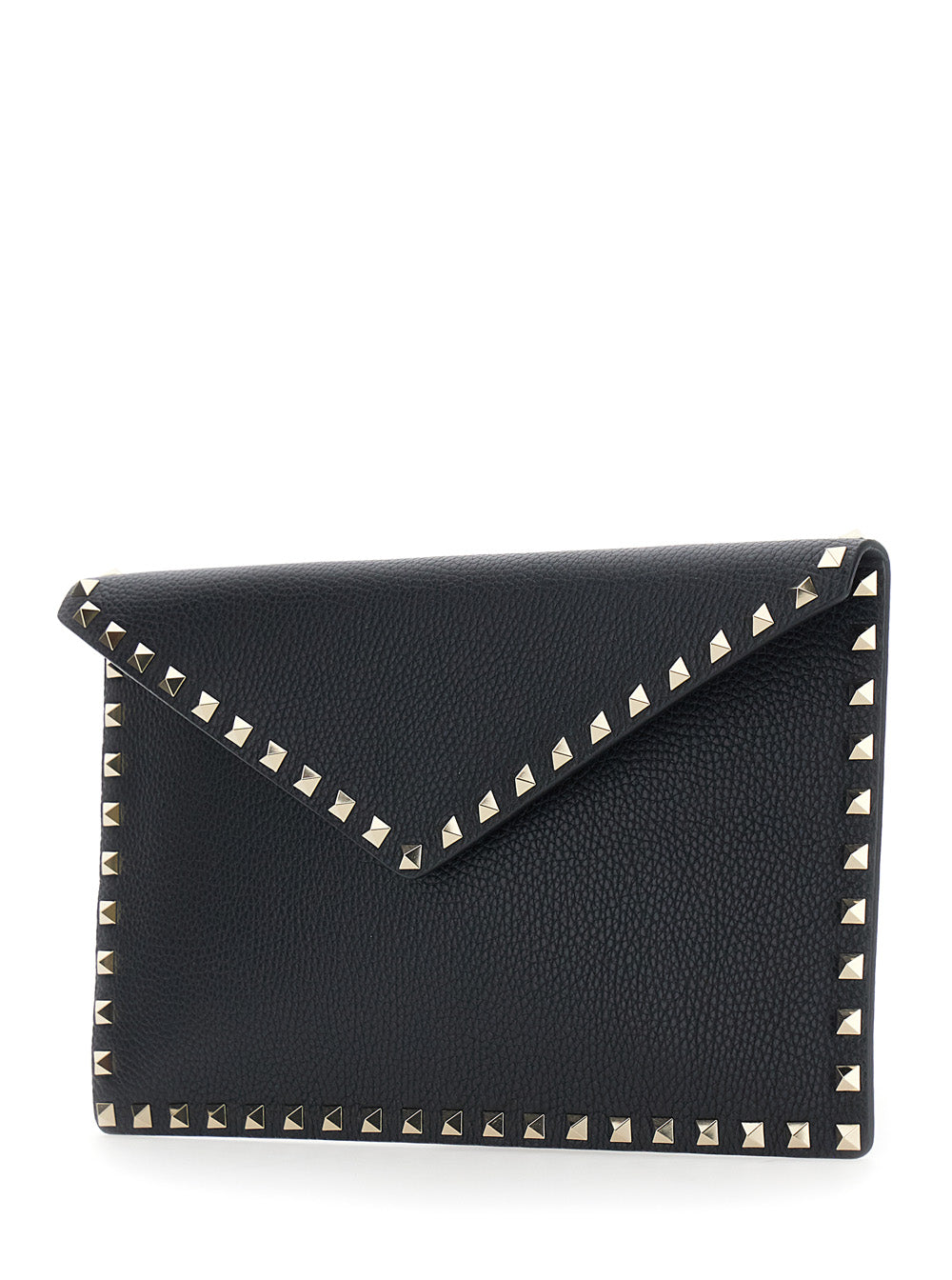 Valentino Garavani Women Black Clutch With Envelope Design And Rockstud Decoration In Leather For Women VALENTINO GARAVANI