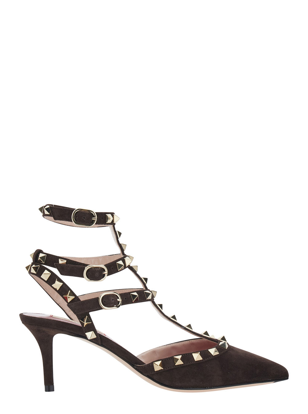 Valentino Garavani Women Brown Pumps All-Over Rockstud In Suede For Women VALENTINO GARAVANI