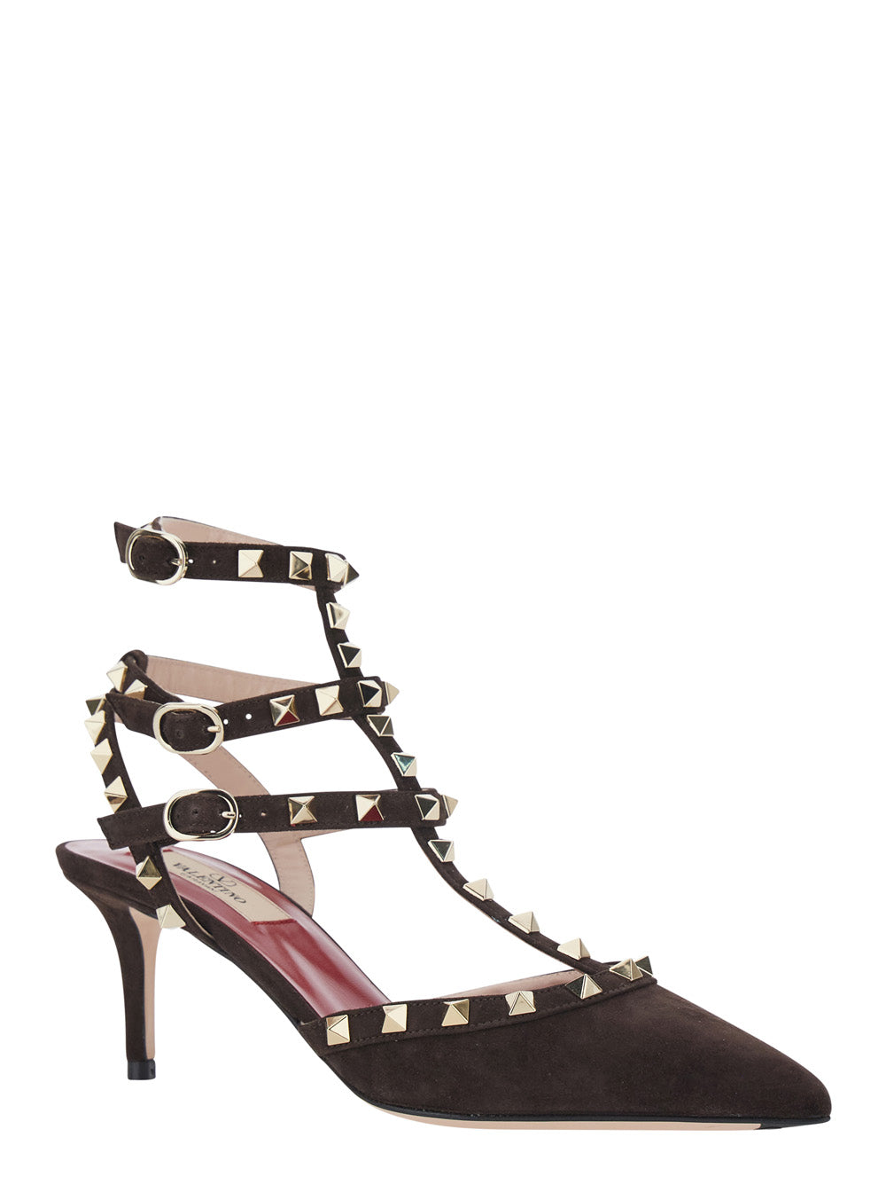 Valentino Garavani Women Brown Pumps All-Over Rockstud In Suede For Women VALENTINO GARAVANI
