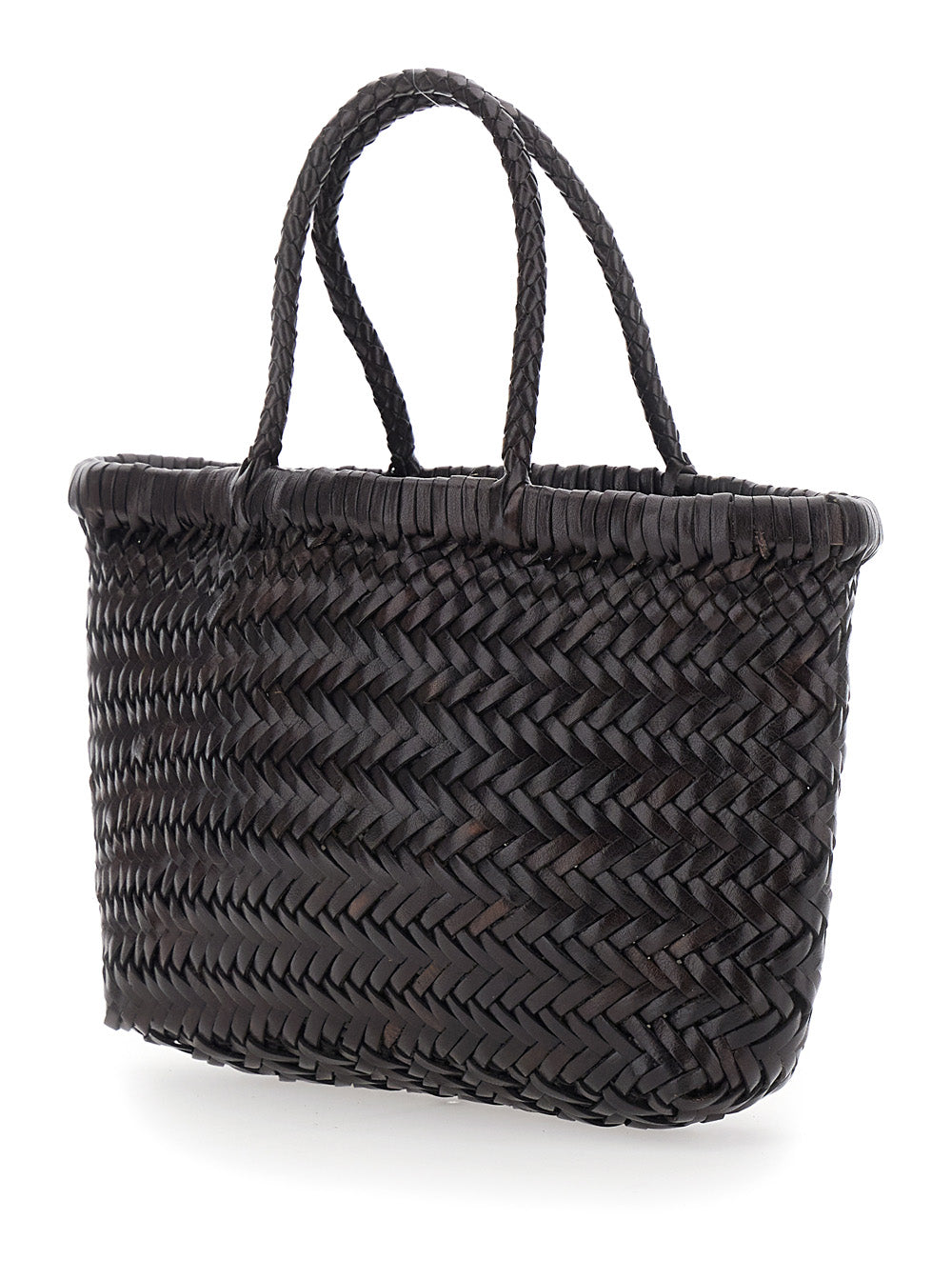 Dragon Diffusion Women Handbag 'Flat Gora' Mini With Two Top Handles And Ecoleather Intreccio Design DRAGON DIFFUSION