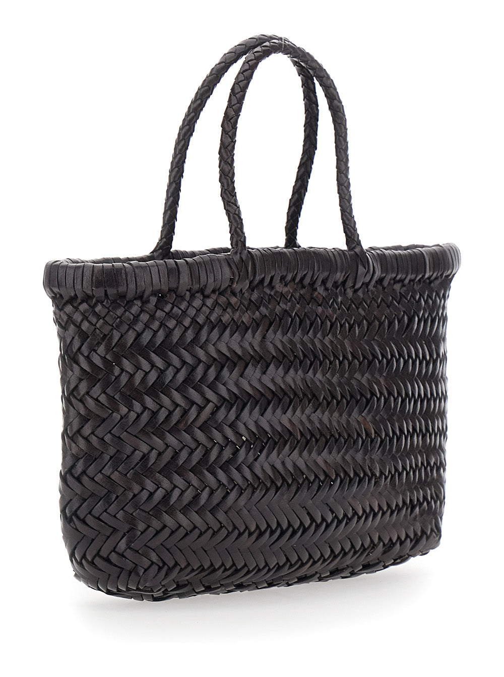 Dragon Diffusion Women Handbag 'Flat Gora' Mini With Two Top Handles And Ecoleather Intreccio Design DRAGON DIFFUSION