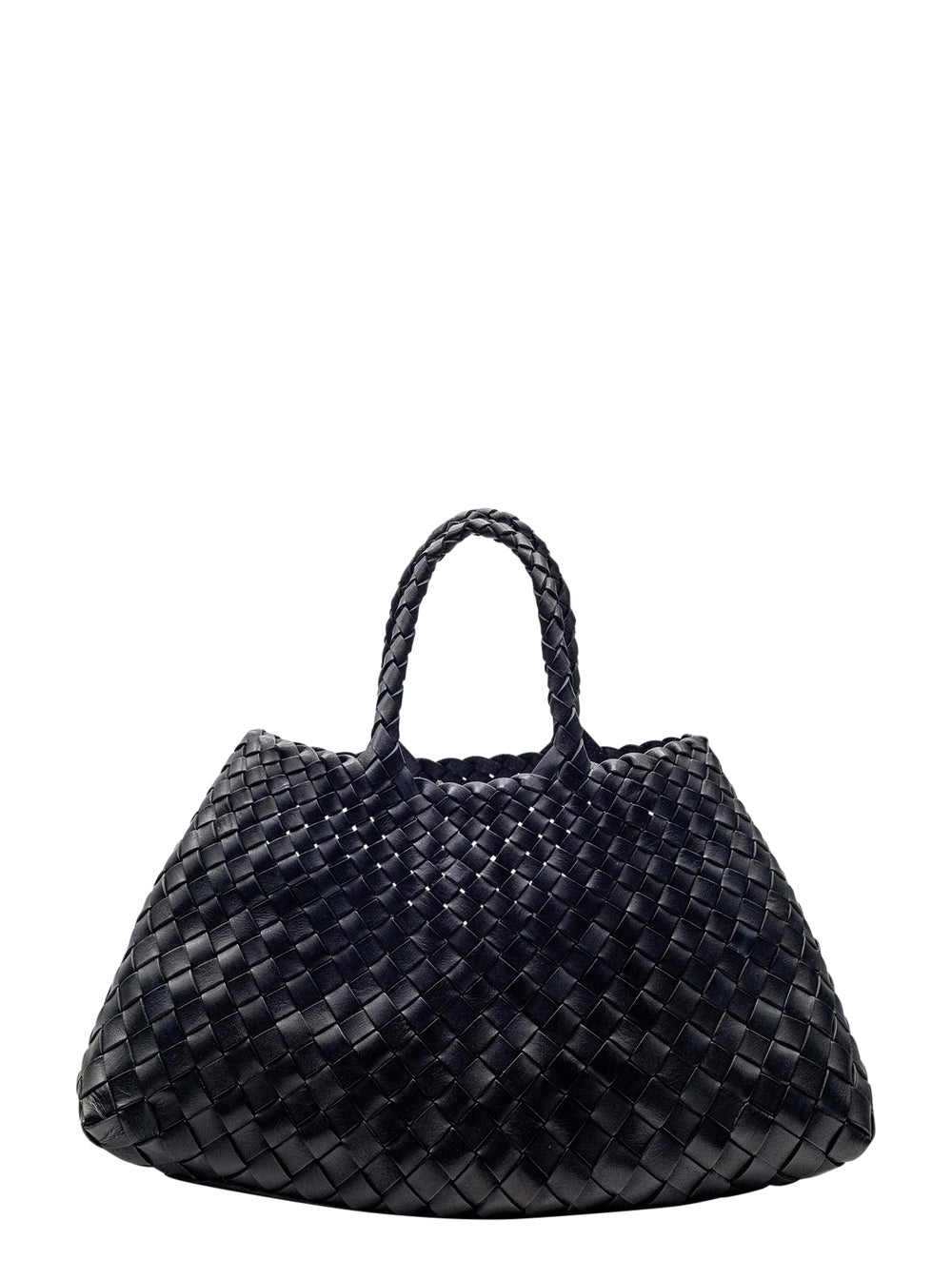Dragon Diffusion Women Handbag 'Santa Croce' With Two Top Handles And Woven Design In Black Leather For Women DRAGON DIFFUSION