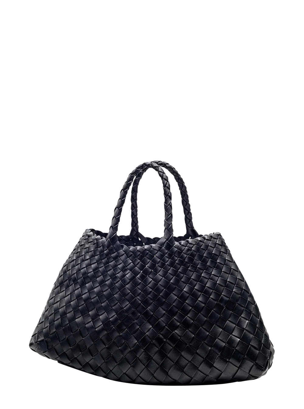 Dragon Diffusion Women Handbag 'Santa Croce' With Two Top Handles And Woven Design In Black Leather For Women DRAGON DIFFUSION
