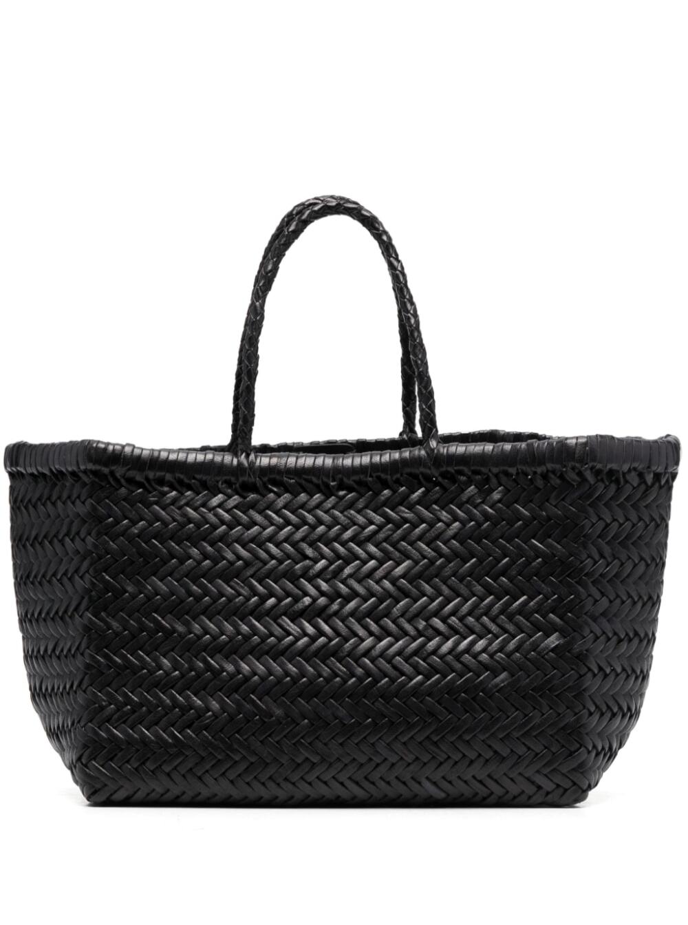 Dragon Diffusion Women Small Tote Bag 'Triple Jump' In Black Woven Leather Woman DRAGON DIFFUSION