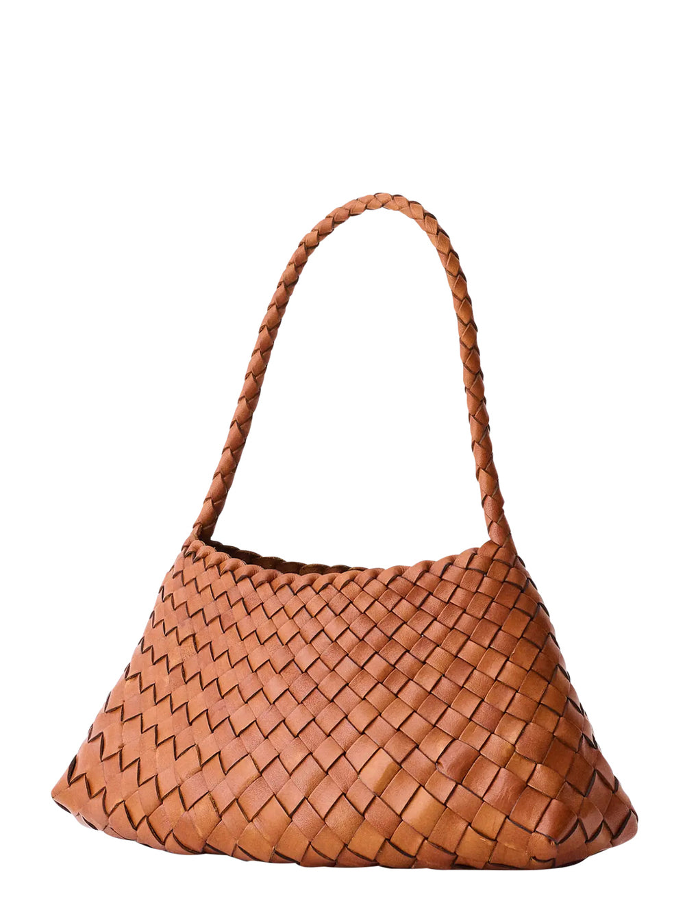Dragon Diffusion Women Shoulder Bag 'Rosanna' Mini With Top Handle And Leather Weave Design In Brown For Women DRAGON DIFFUSION