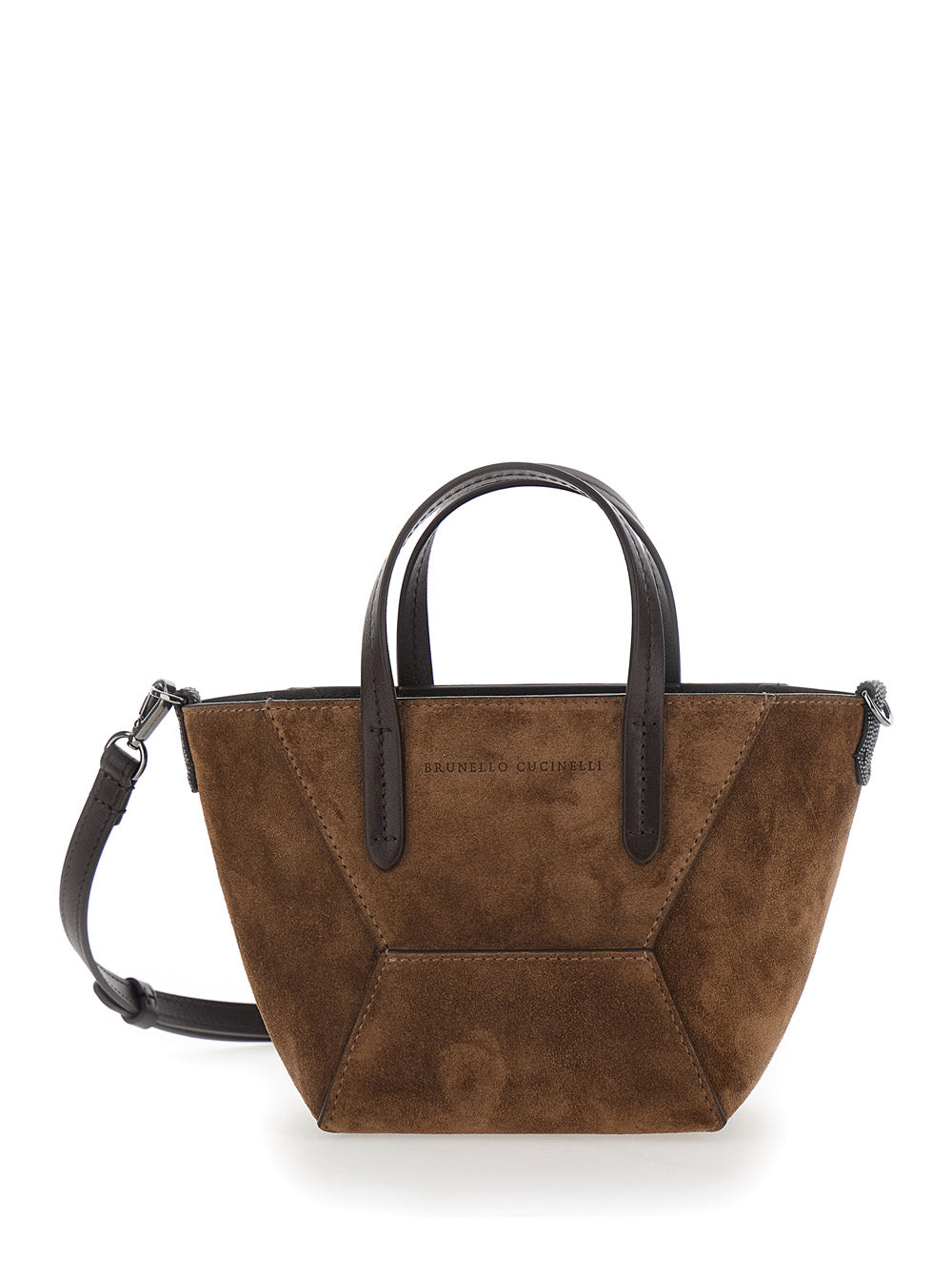 Brunello Cucinelli Women Mini Bag 'Mini Duo Bag' With Brown Leather Handle For Women BRUNELLO CUCINELLI