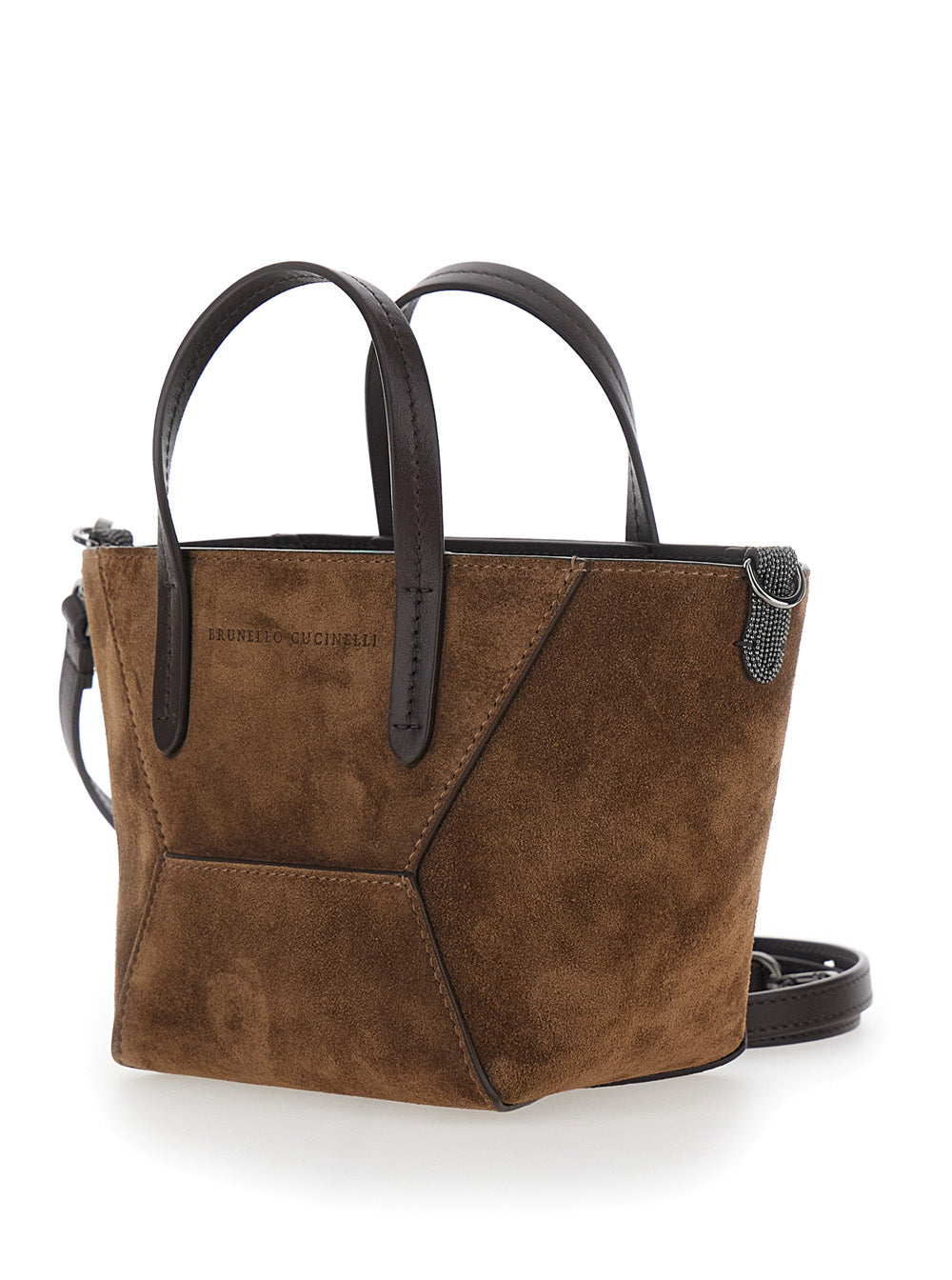 Brunello Cucinelli Women Mini Bag 'Mini Duo Bag' With Brown Leather Handle For Women BRUNELLO CUCINELLI