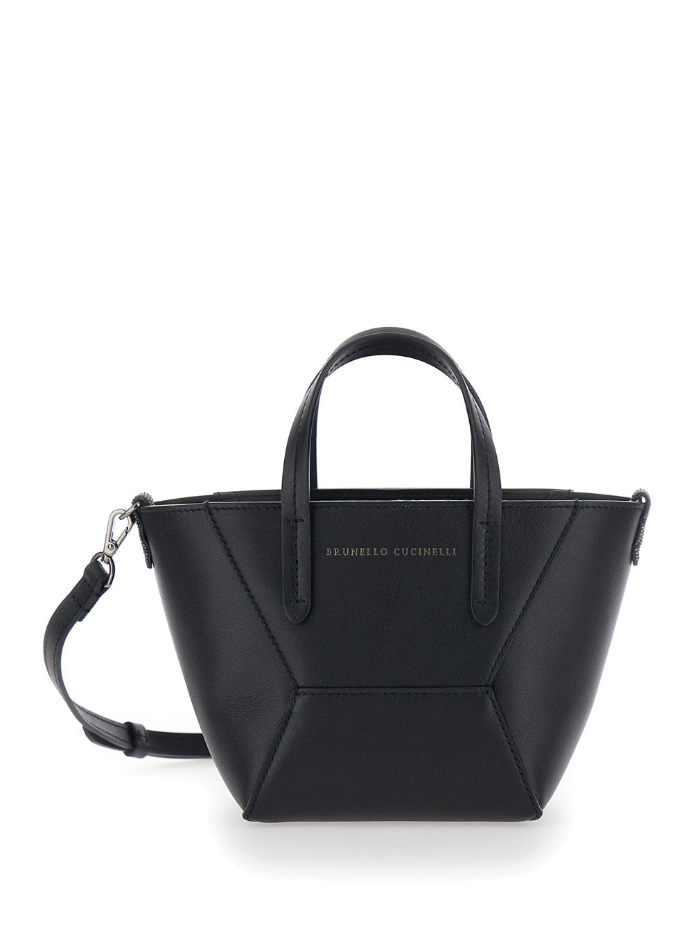 Brunello Cucinelli Women Mini 'Duo' Black Leather Tote BRUNELLO CUCINELLI