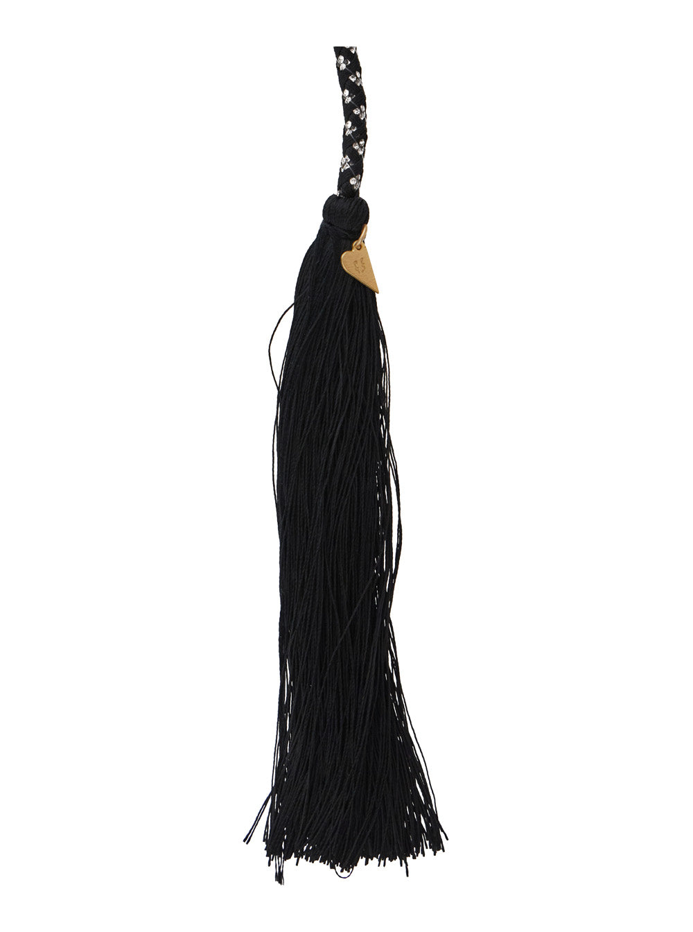 Forte_Forte Women Black Belt With Rope Design With Tassels In Crystals And Fabric For Women FORTE FORTE