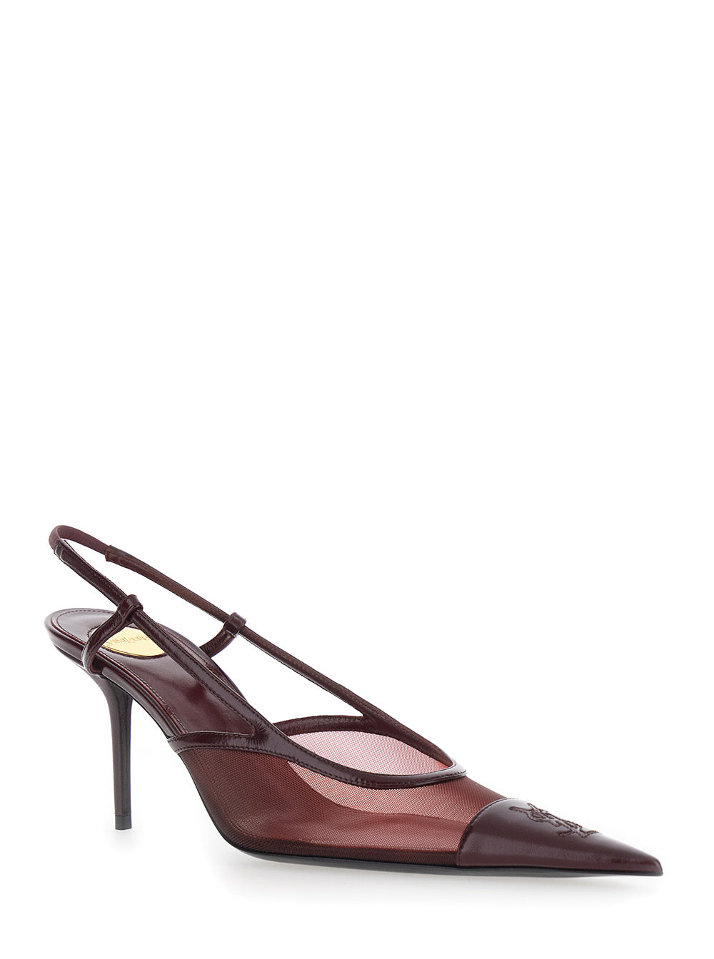 Saint Laurent Women 'Renee' Bordeaux Pointed Pumps With Elastic Strap In Leather For Women SAINT LAURENT