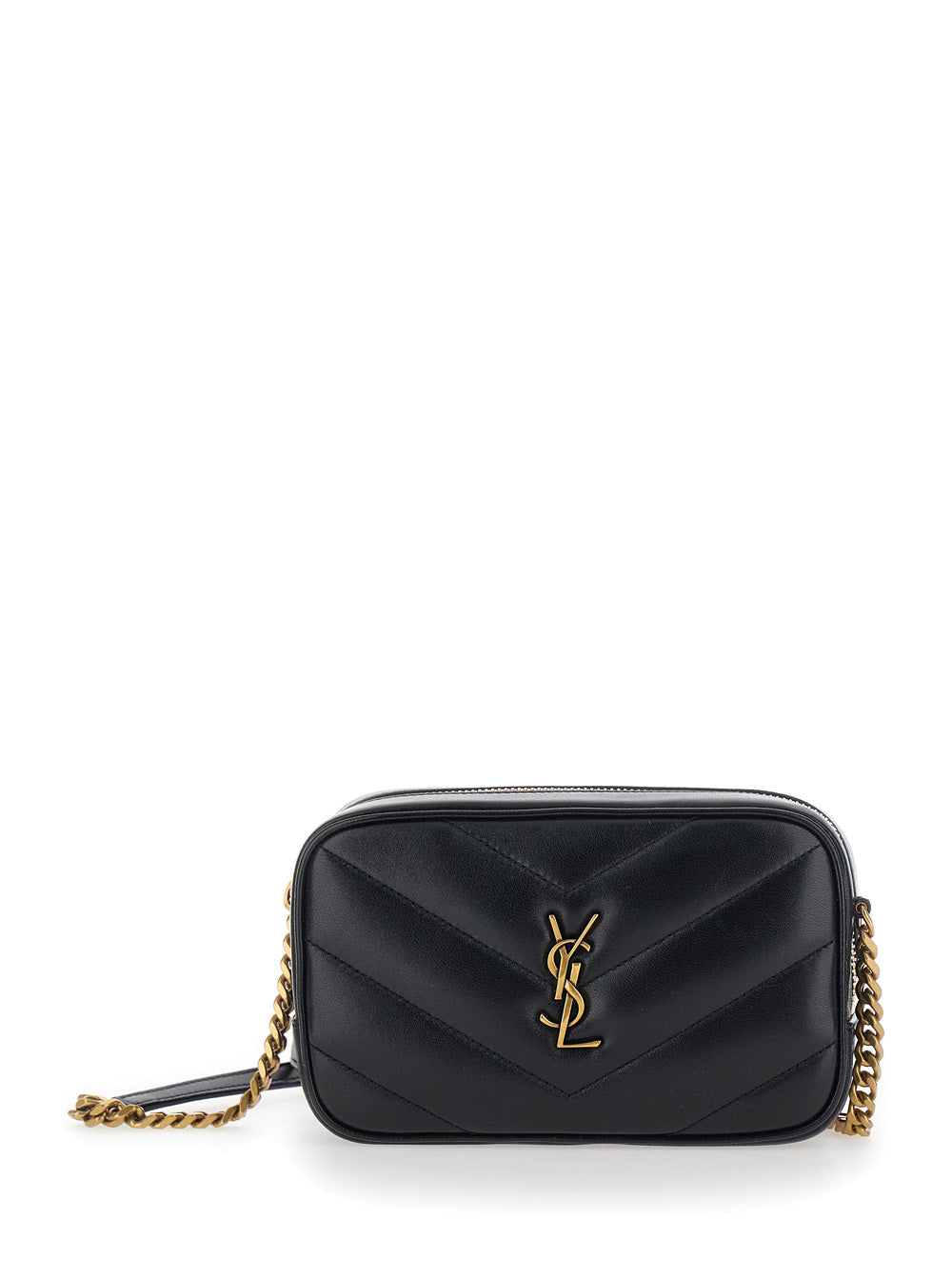 Saint Laurent Women Black Crossbody Bag 'Daytona' With Chain Strap And Cassandre Plaque On The Front In Leather For Women SAINT LAURENT