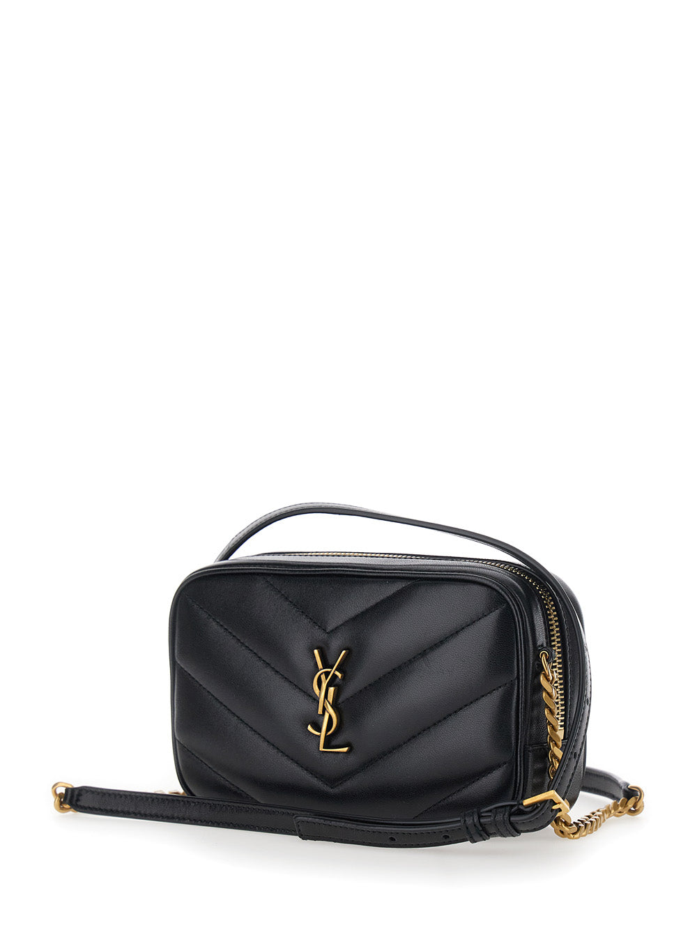 Saint Laurent Women Black Crossbody Bag 'Daytona' With Chain Strap And Cassandre Plaque On The Front In Leather For Women SAINT LAURENT