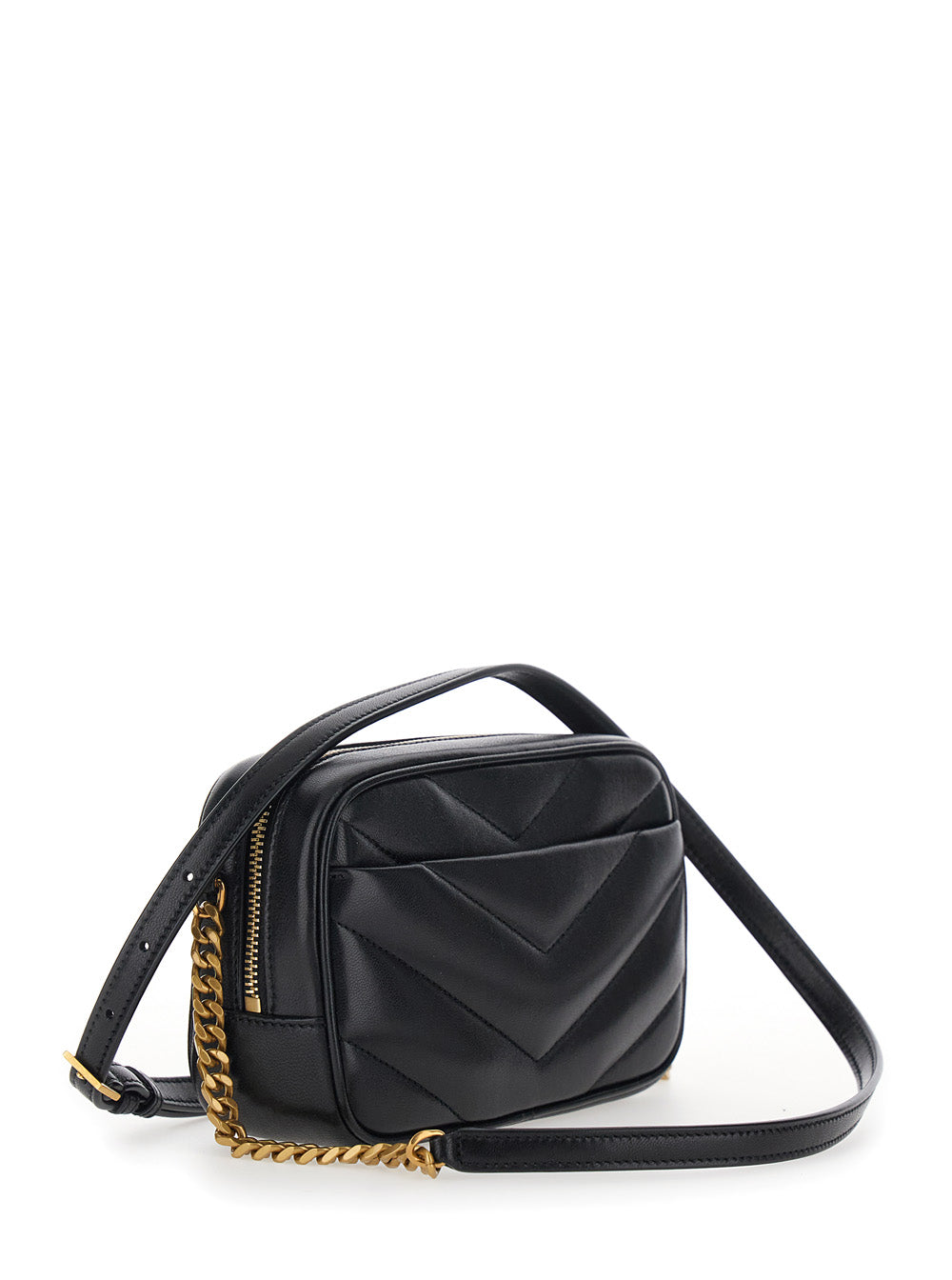 Saint Laurent Women Black Crossbody Bag 'Daytona' With Chain Strap And Cassandre Plaque On The Front In Leather For Women SAINT LAURENT