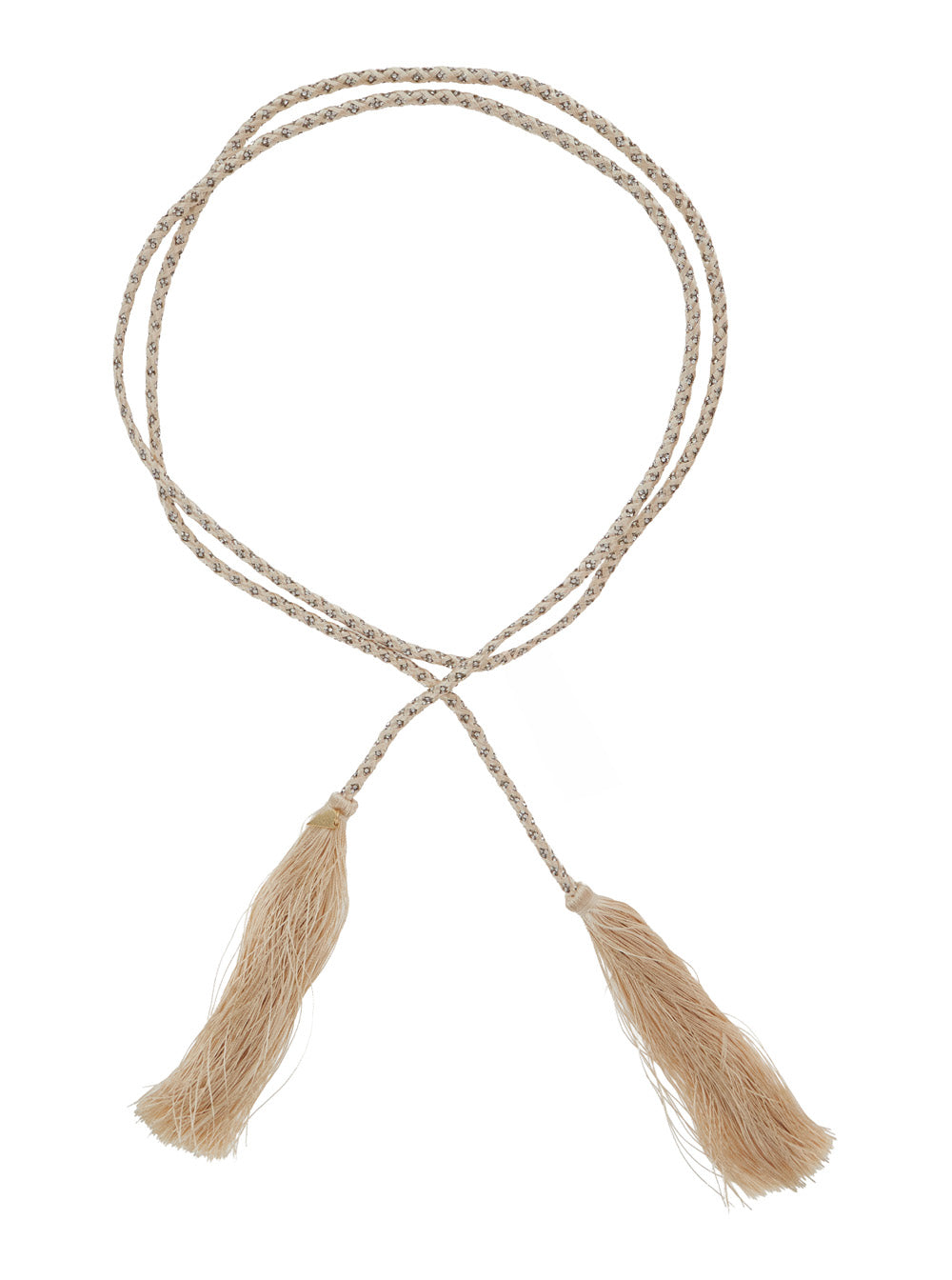 Forte_Forte Women Brown Belt With Rope Design With Tassels In Crystals And Fabric For Women FORTE FORTE