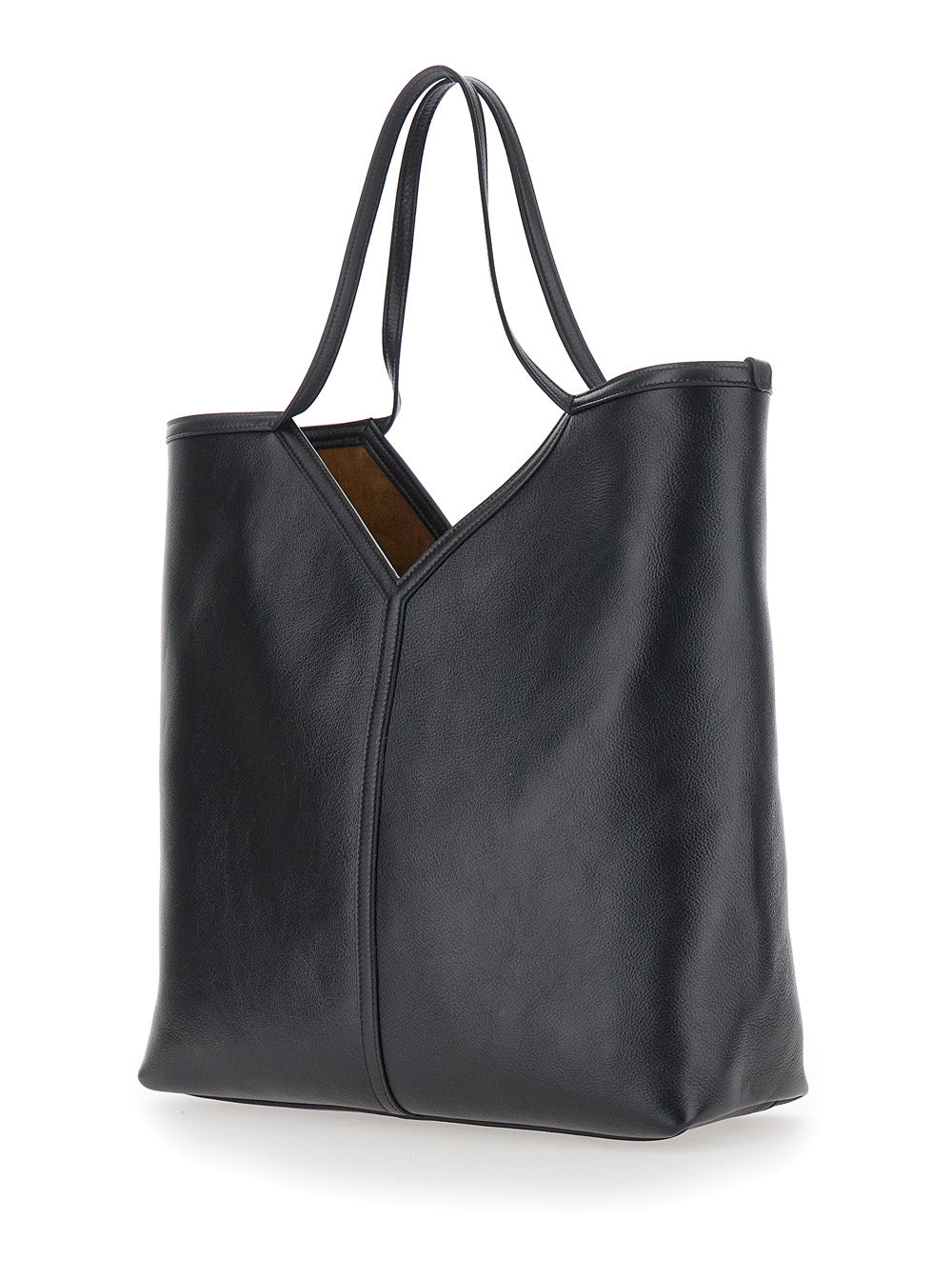 Saint Laurent Men 'Y Tote' Black Shoulder Bag With Y Stitching In Leather For Men SAINT LAURENT