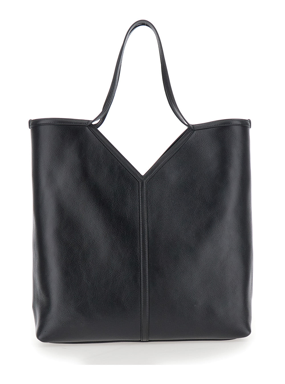 Saint Laurent Men 'Y Tote' Black Shoulder Bag With Y Stitching In Leather For Men SAINT LAURENT