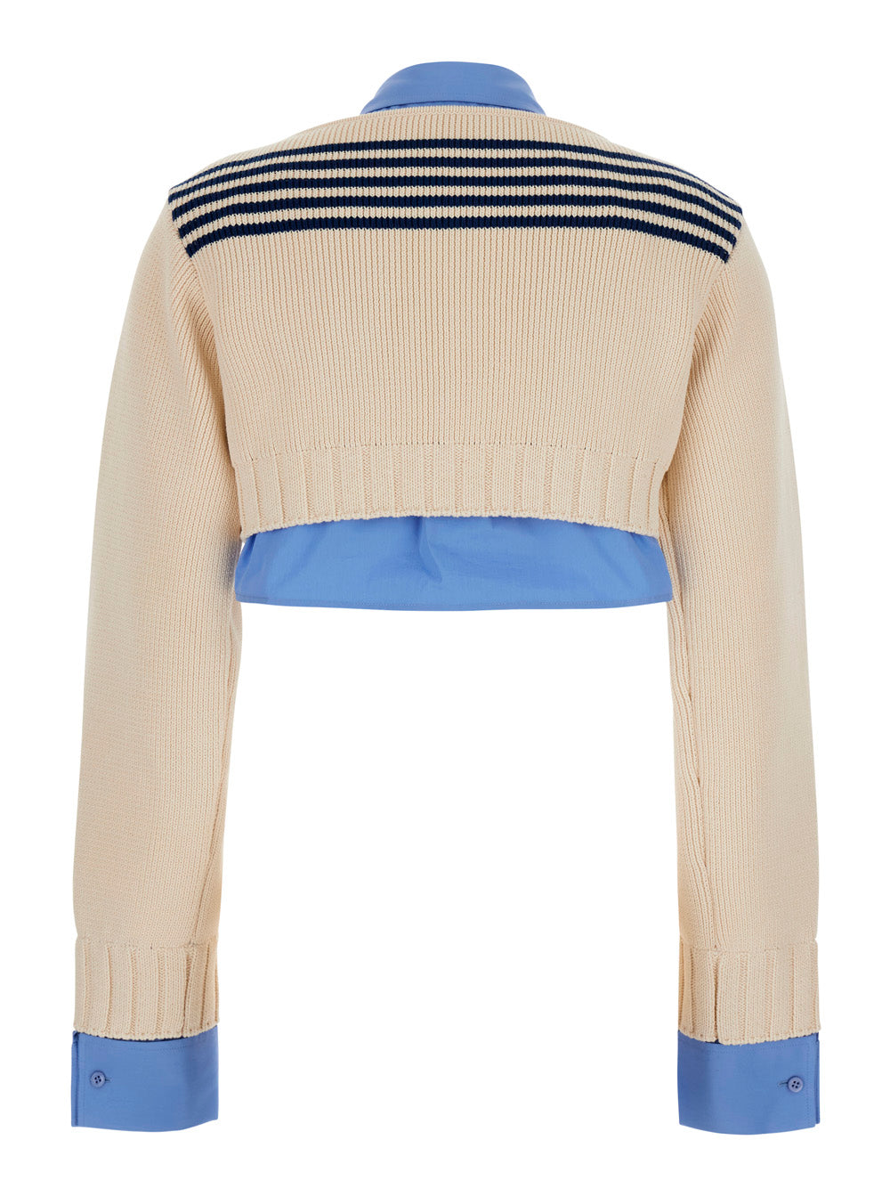 Balenciaga Women White Crop Sweater With Double-Layer Design And Logo Lettering On The Front In Cotton For Women BALENCIAGA