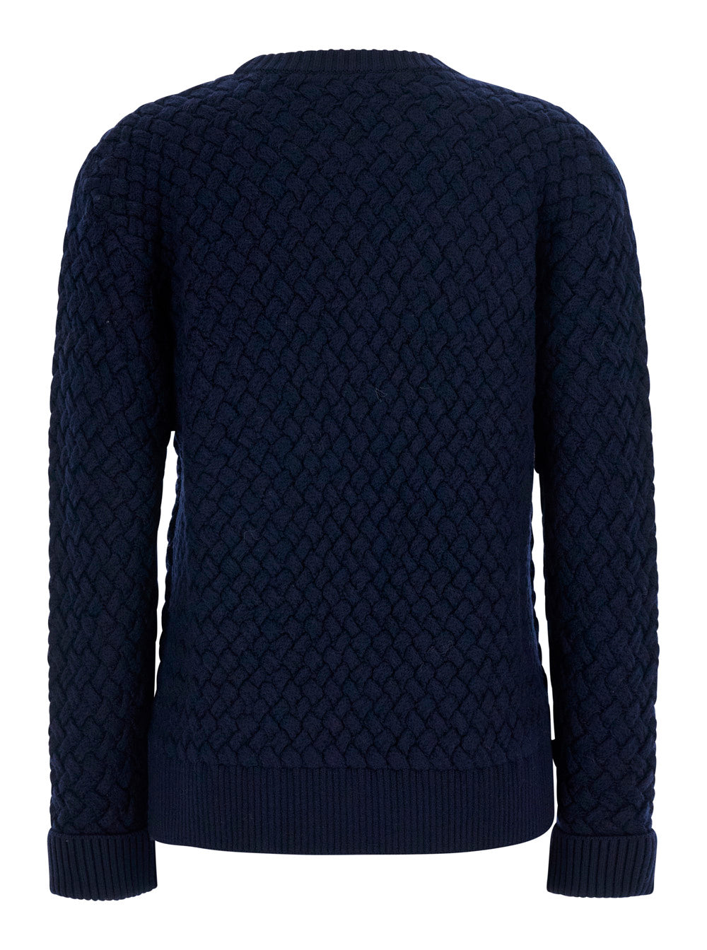 Bottega Veneta Women Blue Sweater With Round Neck And Woven Motif In Wool For Women BOTTEGA VENETA