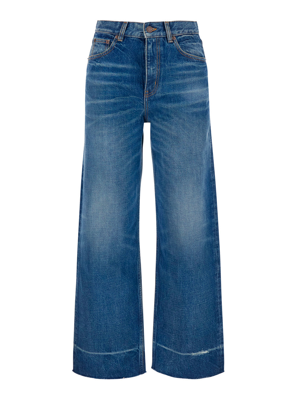 Chloé Women Blue Jeans With Logo Patch On The Back And Faded Effect In Denim For Women CHLOE