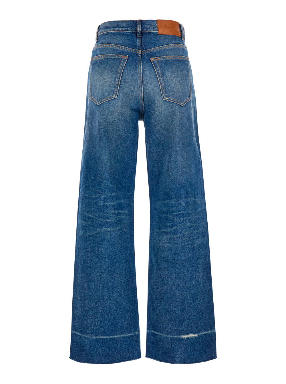 Chloé Women Blue Jeans With Logo Patch On The Back And Faded Effect In Denim For Women CHLOE