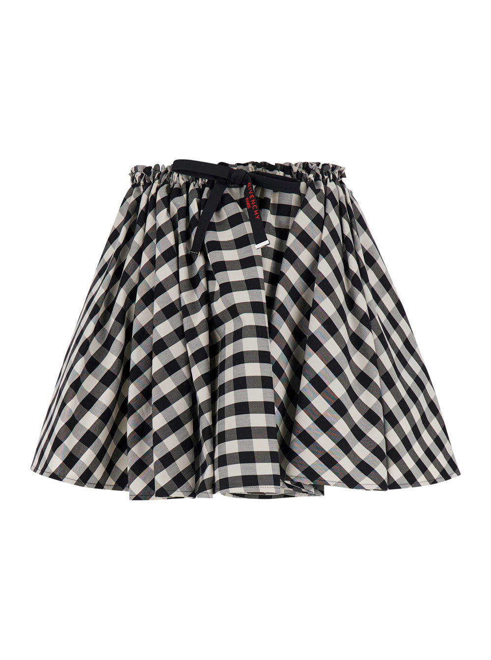 Givenchy Women Black And White Skirt With Waist Belt And All-Over Check Motif In Blend Cotton Women GIVENCHY