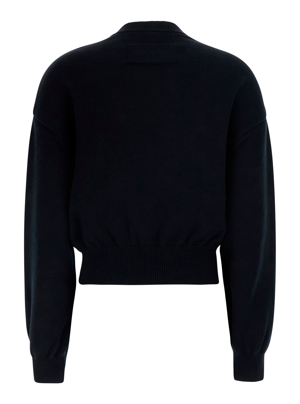 Givenchy Women Black Crew Neck Sweater With Crystals Applied On The Front In Wool And Cotton Blend Women GIVENCHY