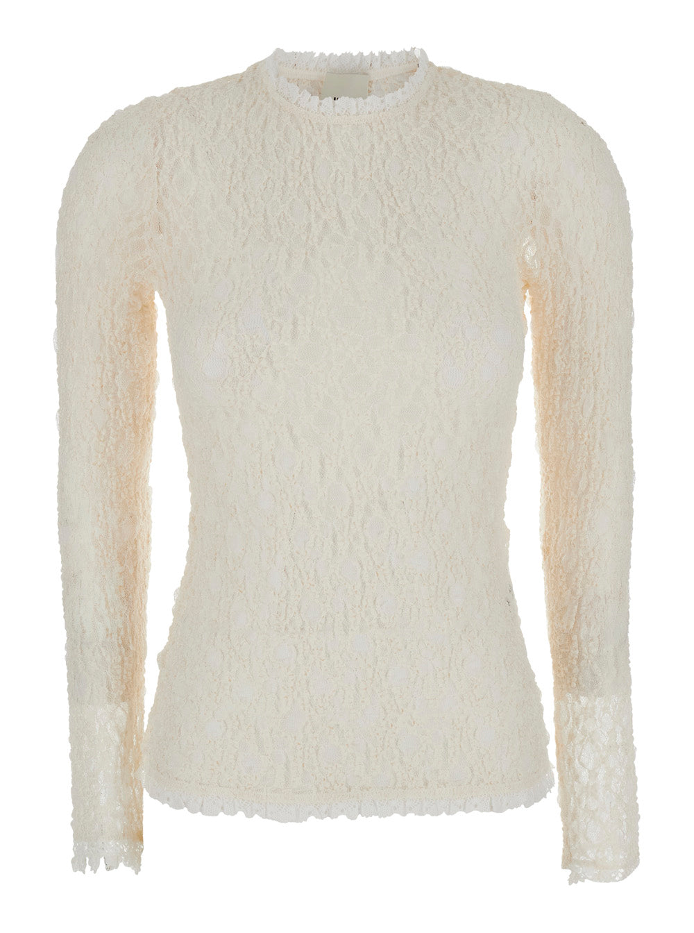 Isabel Marant Women 'Brany' White Top With All-Over Lace Trim In Cotton Blend For Women ISABEL MARANT