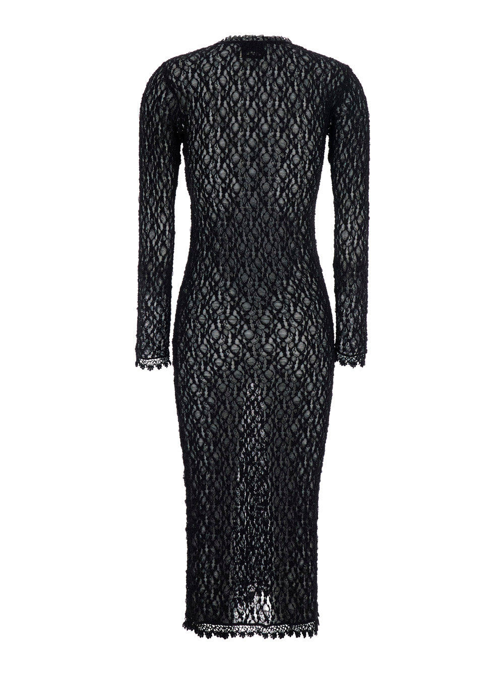 Isabel Marant Women 'Belsane' Black Long Dress With All-Over Lace Trim In Cotton Blend For Women ISABEL MARANT