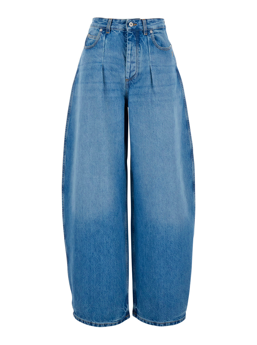 Jacquemus Women 'Ovalo' Blue High-Waisted Jeans With Curved Cut In Denim For Women JACQUEMUS