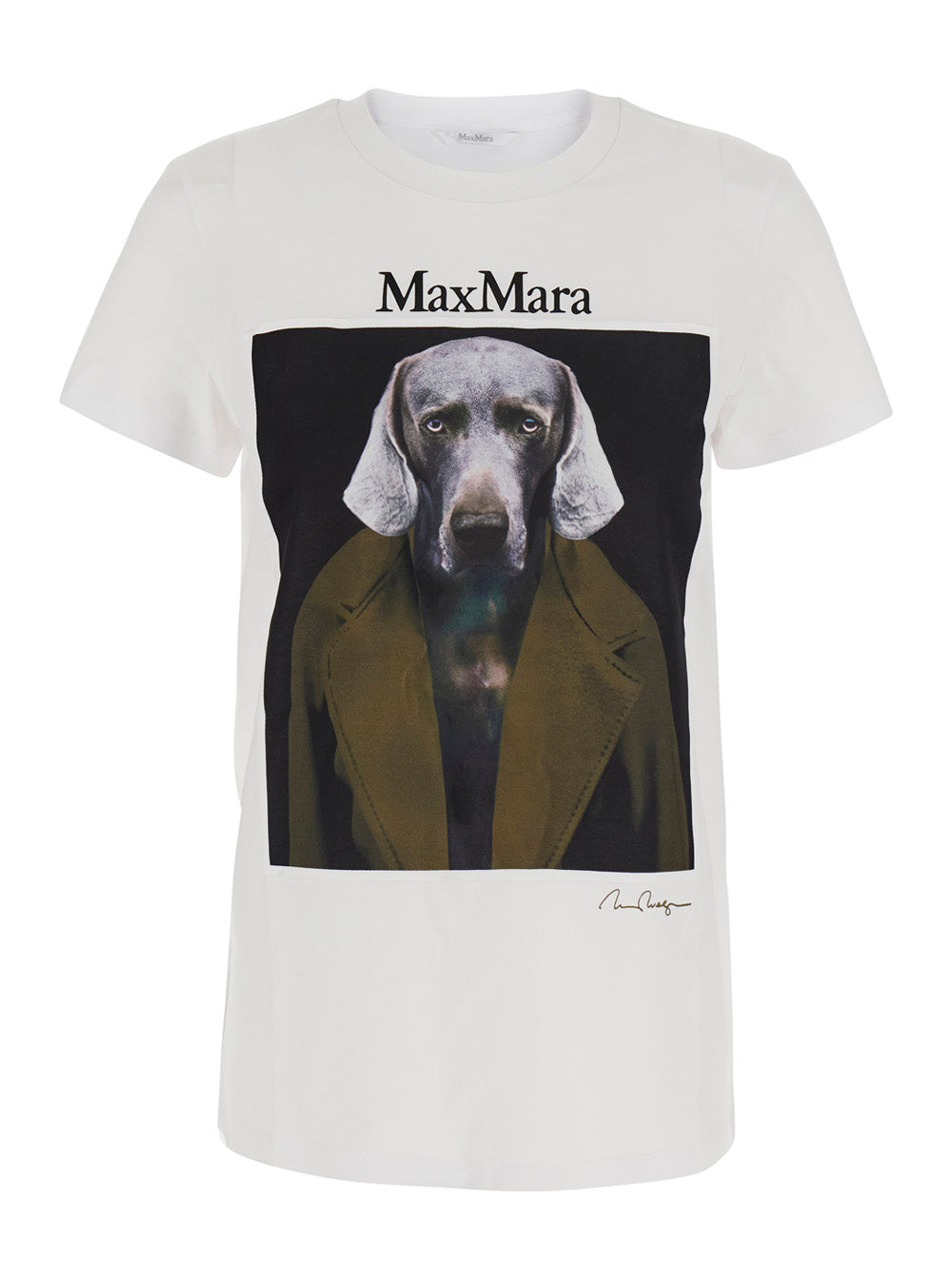 Max Mara Women White Cotton Short Sleeve Round Neck T-Shirt For Women MAX MARA
