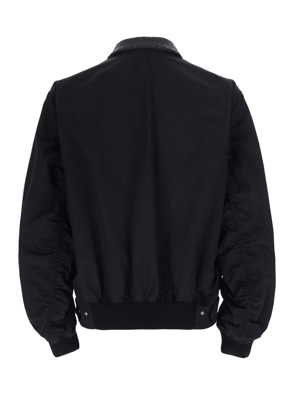 Bottega Veneta Men Black Jackets With Leather Collar With Intreccio Design In Tech Fabric Men BOTTEGA VENETA