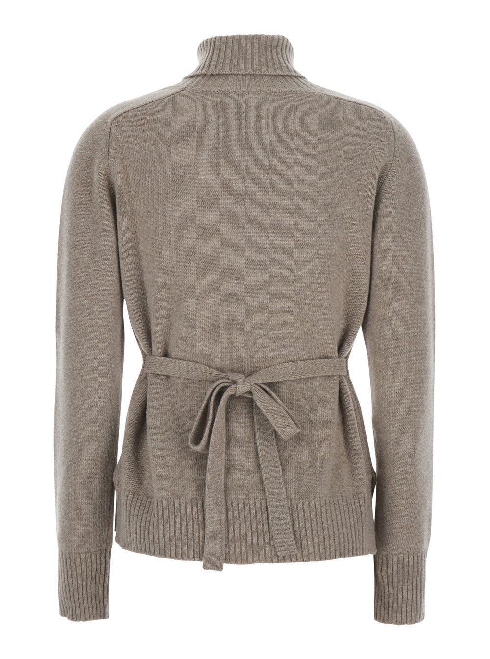 P.A.R.O.S.H. Women Beige High Neck Sweater With Adjustable Knot At The Back In Wool Women P.A.R.O.S.H.