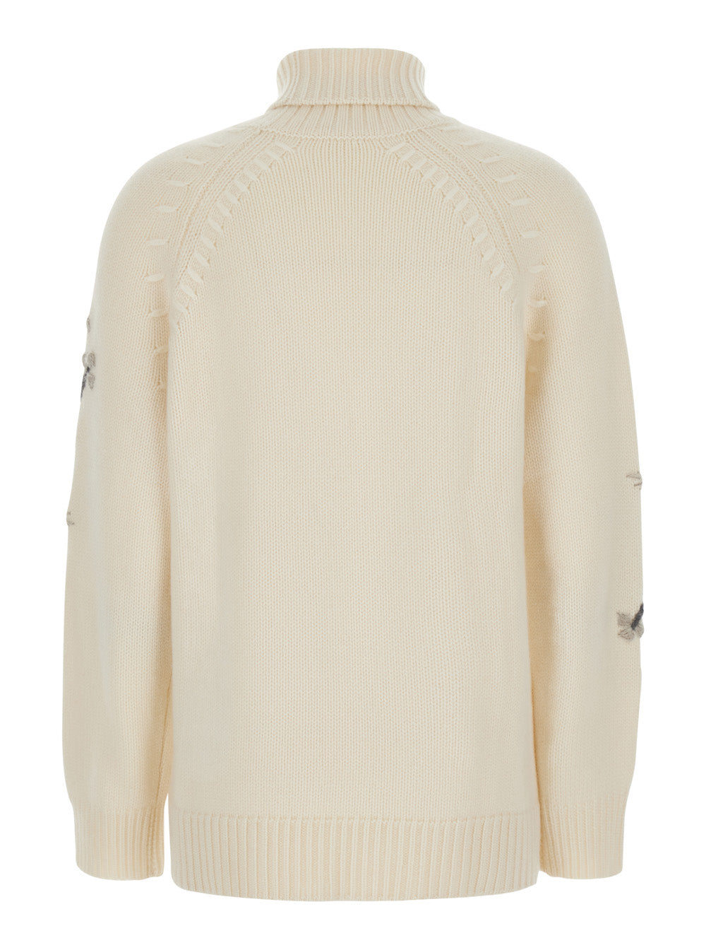 P.A.R.O.S.H. Women White High-Neck Sweater With Floral Embroidery In Cashmere For Women P.A.R.O.S.H.