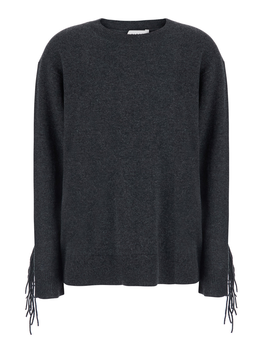 P.A.R.O.S.H. Women Grey Sweater With Frayed Details On The Back And Edges In Cashmere For Women P.A.R.O.S.H.