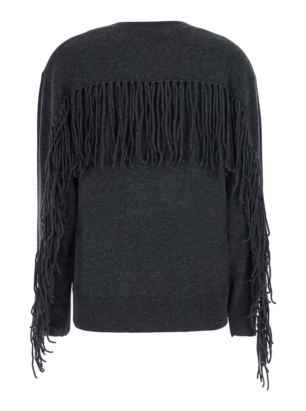 P.A.R.O.S.H. Women Grey Sweater With Frayed Details On The Back And Edges In Cashmere For Women P.A.R.O.S.H.