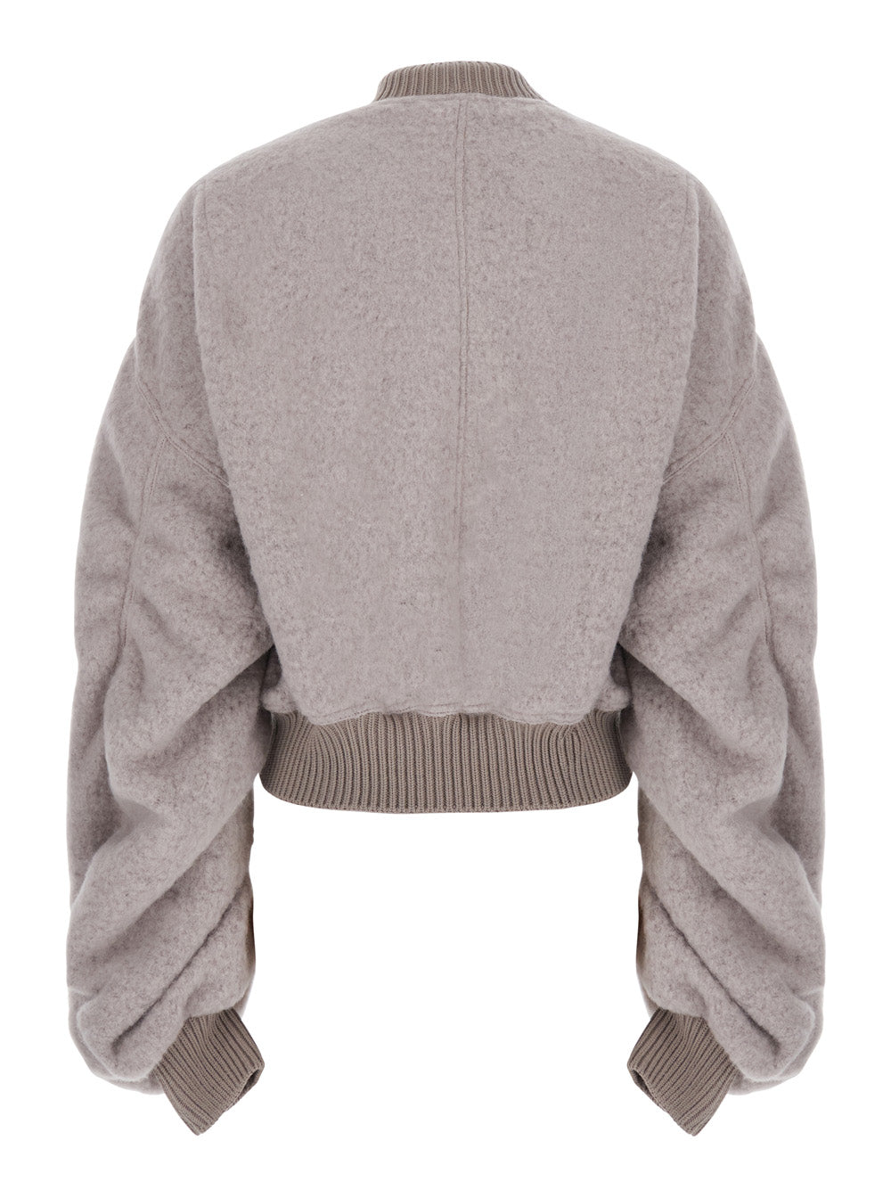 Rick Owens Women 'Secchia Flight' Faded Pink Bomber Jacket With Ruched Sleeves And Cropped Design In Wool For Women RICK OWENS