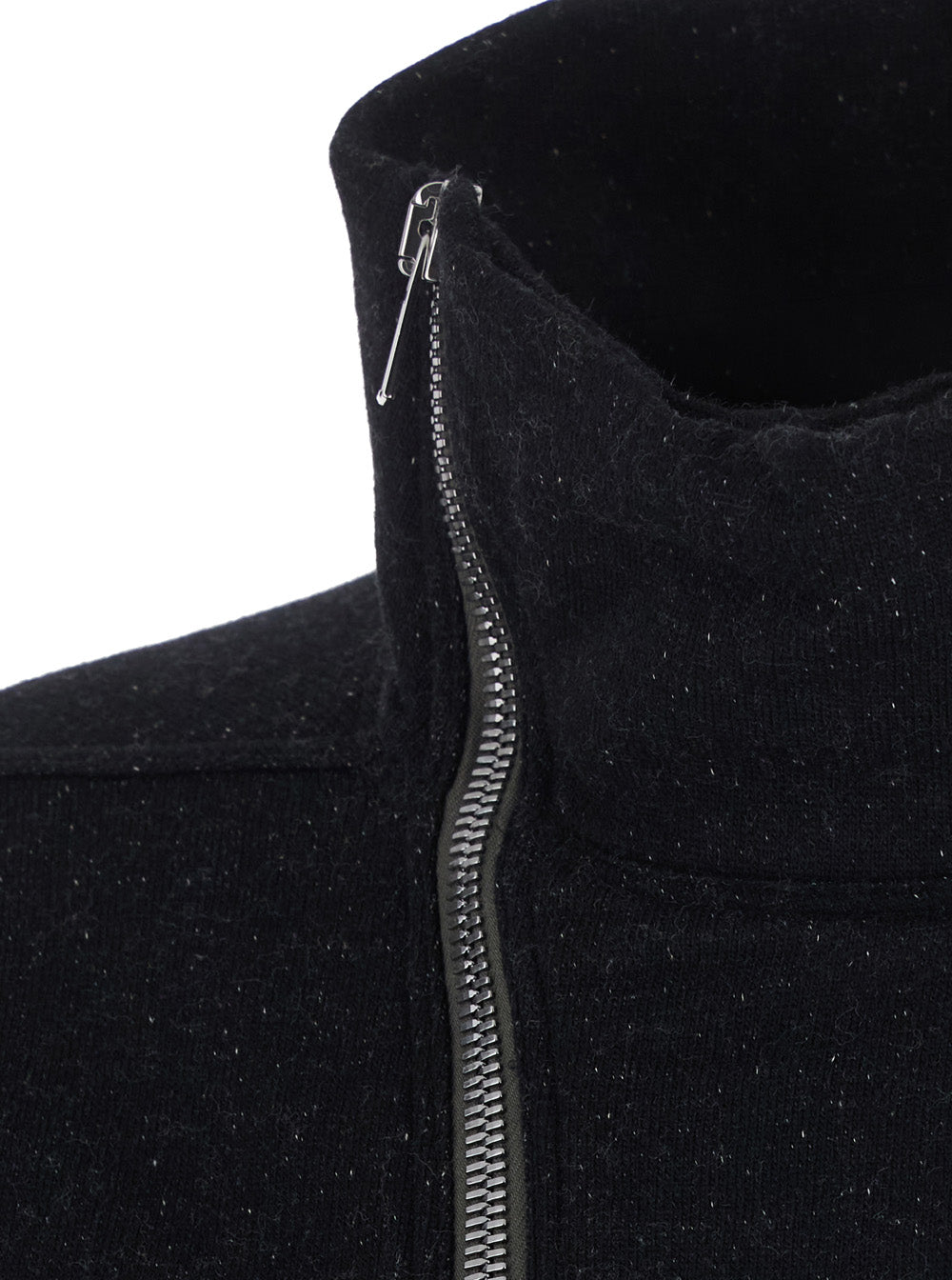Rick Owens Men 'Bauhaus Jogger' Black Sweatshirt With High Collar And Asymmetrical Zip Closure In Cotton For Men RICK OWENS