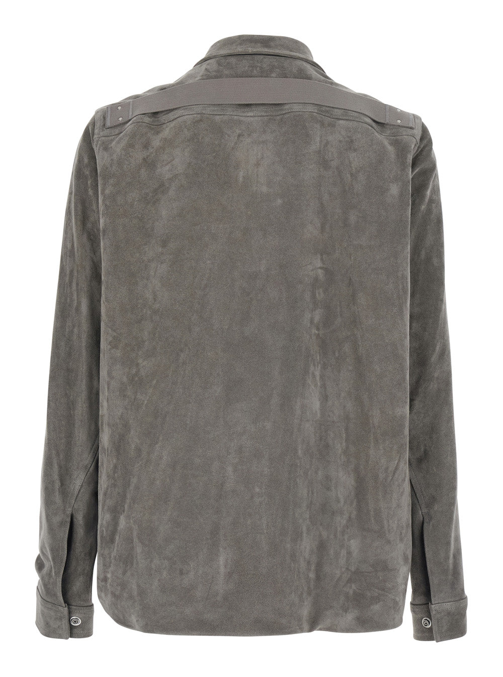 Rick Owens Men 'Brad' Grey Jacket With Classic Collar And Back Strap In Suede Men RICK OWENS