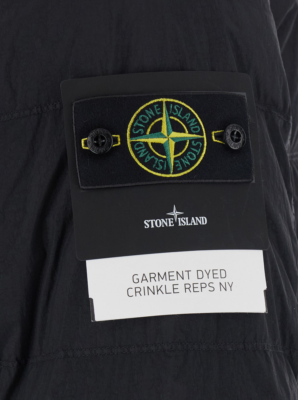 Stone Island Men 'Crinkle' Black Down Jacket With Logo Patch On The Sleeve In Tech Fabric For Men STONE ISLAND